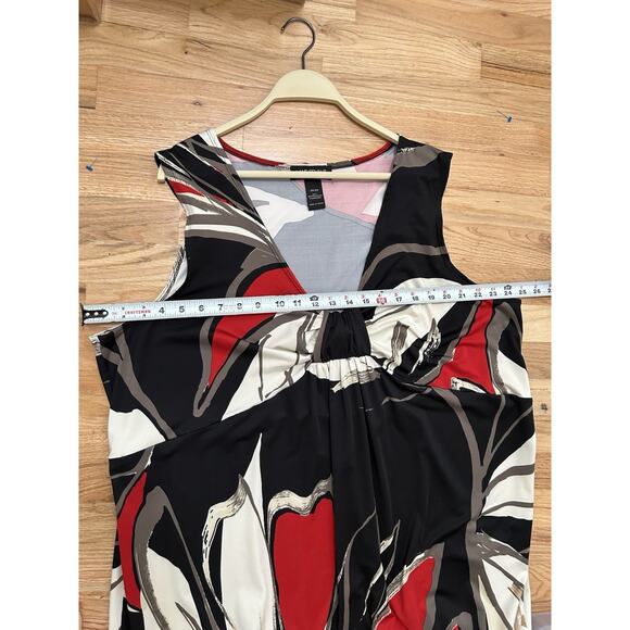 Lane Bryant Floral Maxi Dress Tiered Black Red Babydoll Slinky Stretch Sz 22/24 - Picture 7 of 9